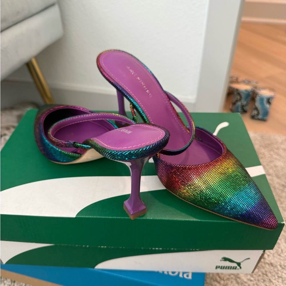 Marc Fisher Rainbow Metallic Slingback Heels